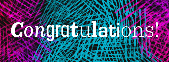 Congratulations Turquoise Pink Lines Background Texture Horizontal Text  © ileezhun