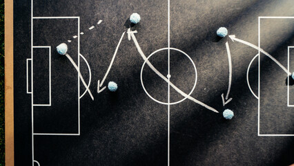 Fototapeta premium Soccer game diagram on blackboard