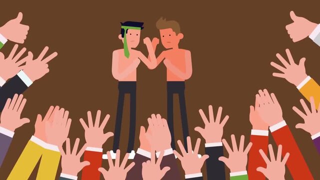 Graduate Student Celebrating Achievement with Audience Clapping Hands Success and Education 2D Animation