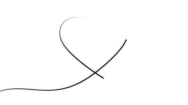 A single continuous black line forms a simple heart shape on a white background
