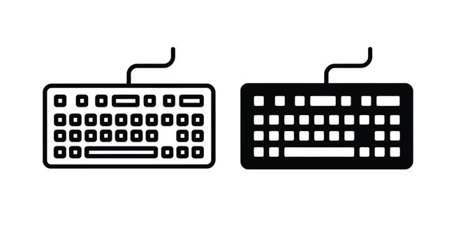 Computer keyboard peripheral device icons line and solid