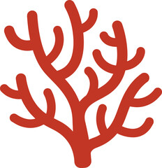Red coral branching structure, isolated on white background, branching coral reef marine life © GT Designs