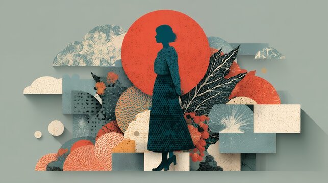 International Day of Innocent Children Victims of Aggression deep concept, flat illustration, fusion of Memphis geometric shapes and boho organic motifs