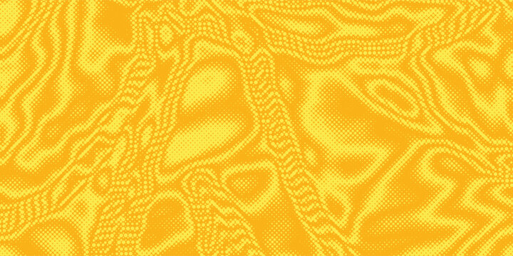 Yellow halftone pattern. Retro comic gradient background. Bright orange pixelated dotted texture overlay. Cartoon pop art faded gradient pattern. Vector backdrop for poster  banner  advertisement