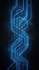 Obraz premium Abstract digital network lines and geometric shapes on dark background