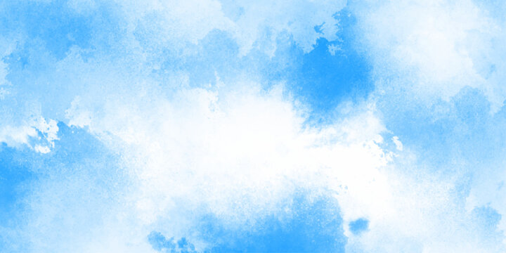 Abstract light blue watercolor cloudiness, mist, or smog background. light blue sky with white background and blurred pattern. Vivid textured aquarelle painted art design background.	