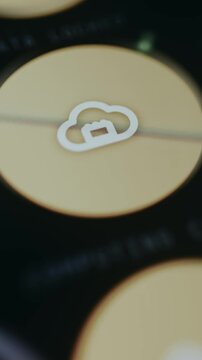 Computing Cloud icon represented by by a cloud silhouette containing a stylized server