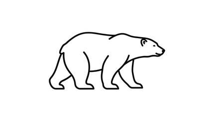 Minimalist Polar Bear Outline Icon, Simple Line Art Wildlife Animal © Maubuatapa