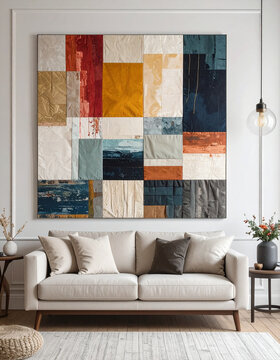 Abstract artwork living room interior