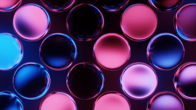 Circular led lights flashing with pink and blue color gradients in a seamless looping animation