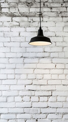 Obraz premium Modern hanging lamp over white brick wall interior design