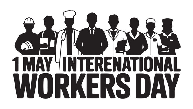 International workers day celebration depicting various professions and labor solidarity