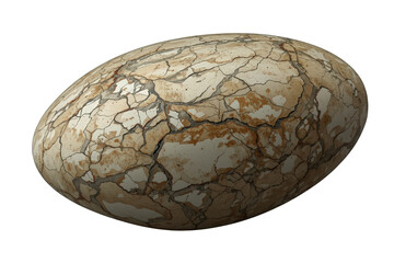 Fototapeta premium Fossilized dinosaur egg showing ancient cracked shell texture, prehistoric paleontology specimen, transparent background
