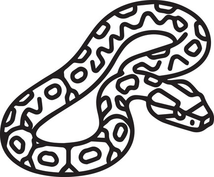 Minimalist Vector Icon of Russell's Viper (Bothrops asper) Full Body &ndash; High-Resolution Scientific, Medical, Herpetology, Wildlife, Education, and Conservation Symbol for Zoology Textbooks