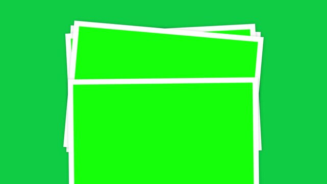 Stacked polaroid frame green background, minimal flat style for creative projects, mockups, memories, presentations, or digital scrapbooking and visual storytelling.