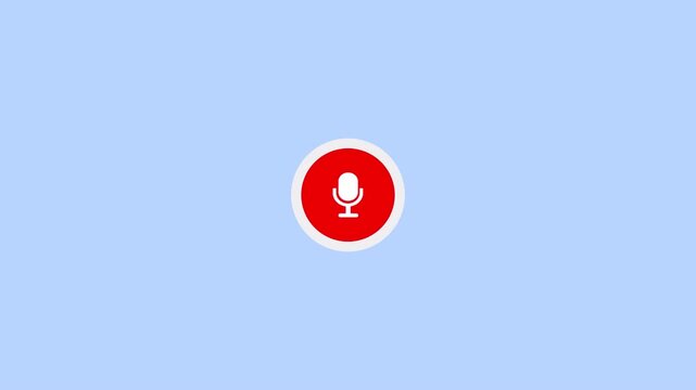 Microphone voice recording search button animation on transparent background, voice recorder assistant interface animated.