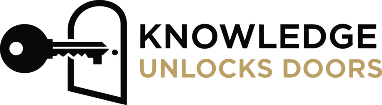 Knowledge unlocks doors concept with a key and door frame icon design