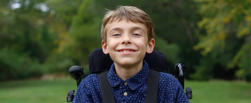 young boy in a wheelchair happily engaging in outdoor fun activities