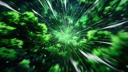 Fototapeta premium Green burst forest abstract illustration