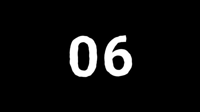 Dramatic countdown 10 to 00 with white numbers pulsing in heartbeat rhythm. Cinematic clock timer with water ripple effect on black