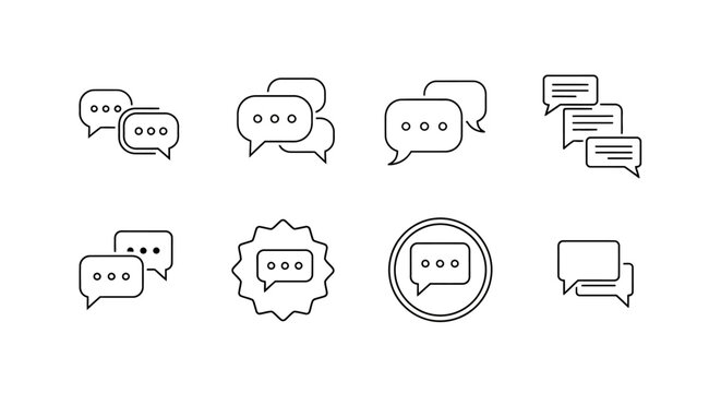 Set of minimalist speech bubble icons for communication and chat