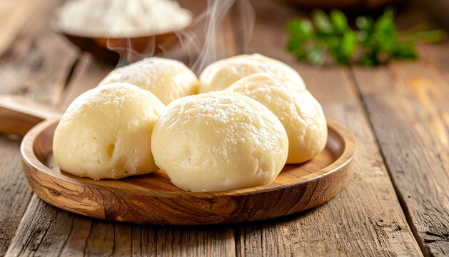Chilean Chapalele Potato Bread on Wooden Table