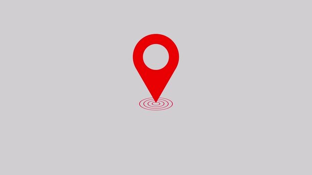 Location map GPS pointer sign animation on transparent background, pin Location map with radio wave animated.