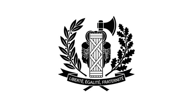 Official Emblem of the French Republic with Fasces and National Motto.