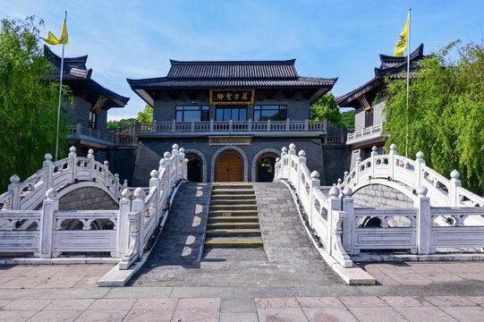 Ancient Architectural Complex in Maoshan Scenic Area, a Landmark Tourist Spot in Zhenjiang, Jiangsu, China