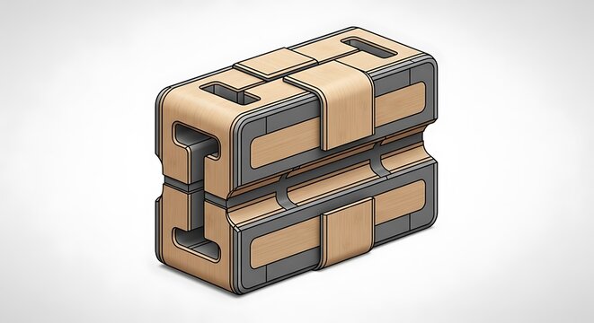 Modular beige and gray puzzle pieces fitting together perfectly