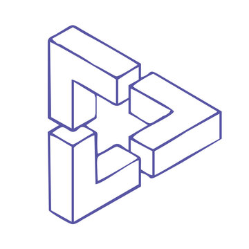 Abstract Impossible Geometry Logo in Minimal Line Art Style