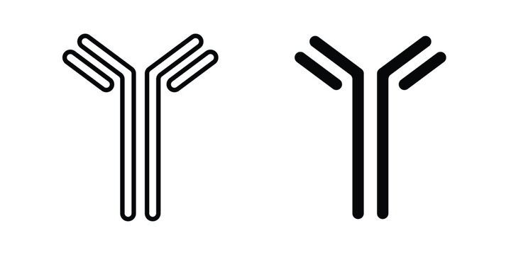 Antibody icon pack in line art and flat design style