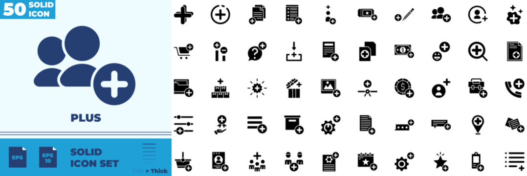 Plus Solid Editable Icons set