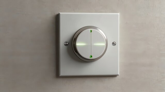 Close-up of ceiling fan speed control switch on wall, modern interior lighting
