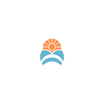 Abstract logo representing sun over water waves, embodying a sense of renewal, nature, and optimistic outlook