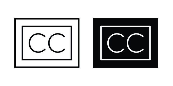 Closed caption icon pack in line art and flat design style