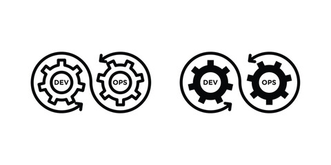 Dev ops icon pack in line art and flat design style © Taylor