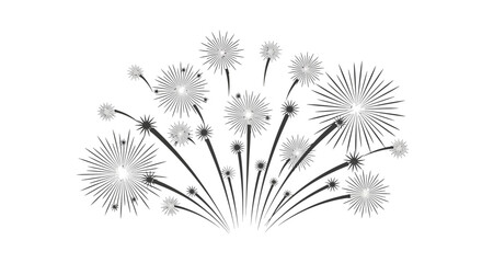 Obraz premium Black and white fireworks explosion illustration design.