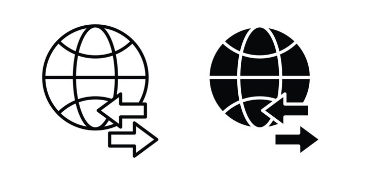 Import export icon pack in line art and flat design style