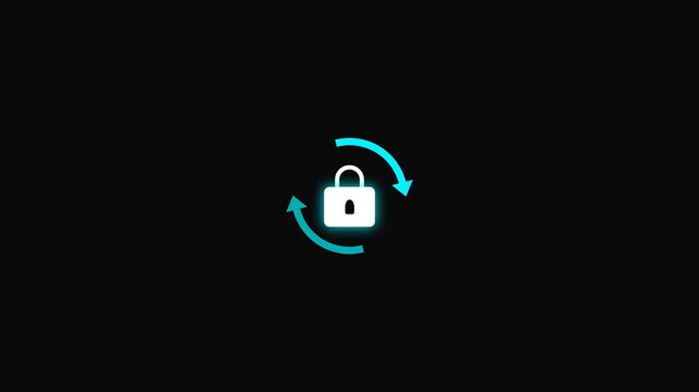 Secure Unlock Refresh Animation with Rotating Arrows and Digital Access Protection Interface for Cyber Security