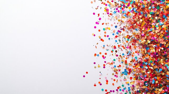 New Year Card with a confetti explosion on the right side and a blank space area on the left side for New Year's wishes