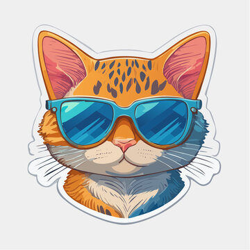 Coole Katze mit Sonnenbrille als Sticker Illustration