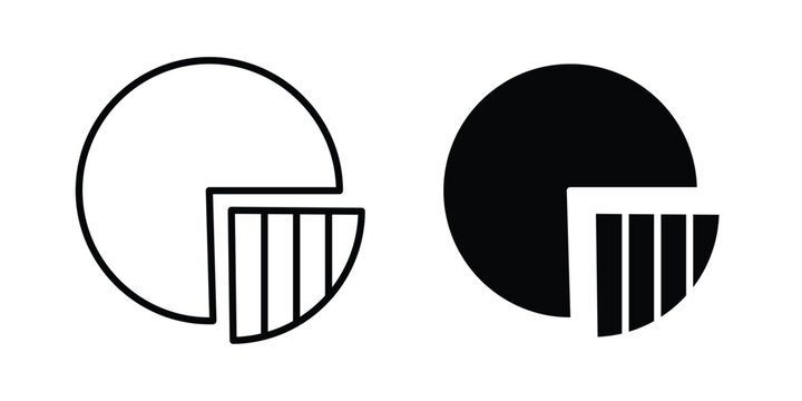 Market share icon pack in line art and flat design style
