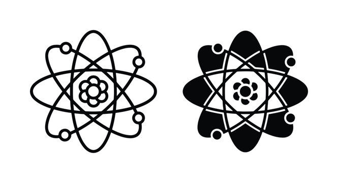 Atomic Structure Icons, Science Symbols, Nuclear Energy Graphics, Chemistry Elements, Physics Concepts, Molecular Models, Vector Art