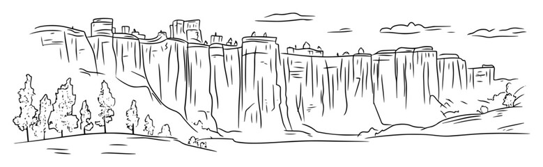 table mountain cape town cliff landscape sketch © Mago