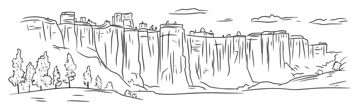 table mountain cape town cliff landscape sketch