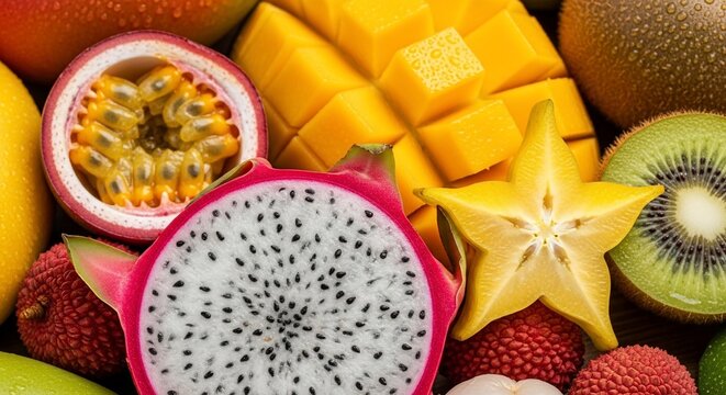 Assortment of fresh tropical fruits