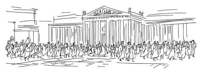 brandenburg gate berlin germany sketch vector © Mago
