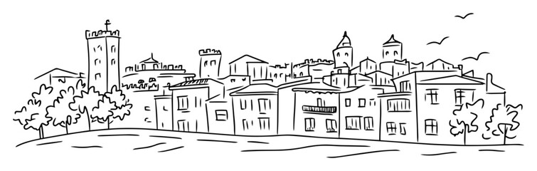 Fototapeta premium san gimignano skyline historic towers sketch vector