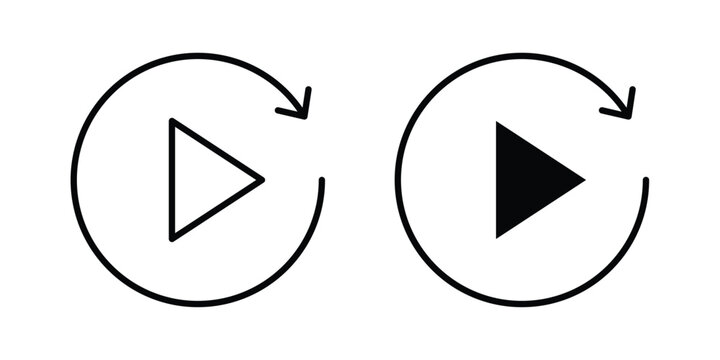 Replay icon pack in line art and flat design style